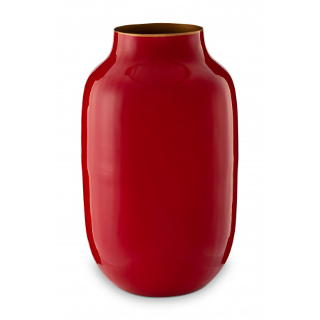 PIP váza metal oválná červená 30cm
