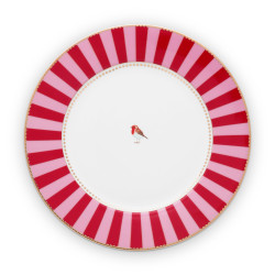 PIP talíř Love Birds Stripes red-pink 26,5cm, Pip Studio