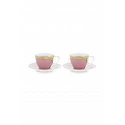 Pip Studio "La Majorelle" 2ks espresso hrnků 120ml s talířky, růžové