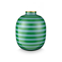 Pip Studio Stripes kovová váza 32cm, zelená